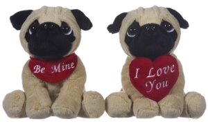 51cm Pug Dog with Heart / Scarf