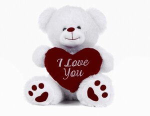 53cm White Bear with Heart