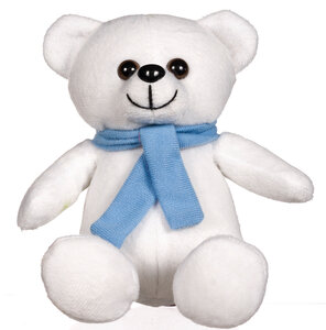 15cm White Bear with Blue Scarf