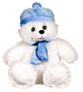 23cm White Bear with Scarf / Hat / Jumper