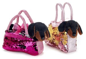 22cm Dachshund in Sequin Bag