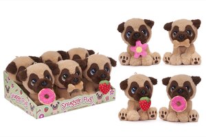 15cm Pugs W / Items in Mouth & Beanbag 5 A