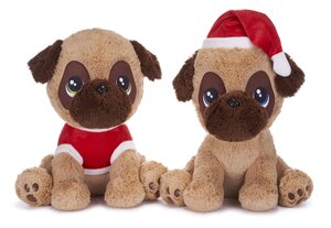 Pug with Xmas Jumper and Hat
